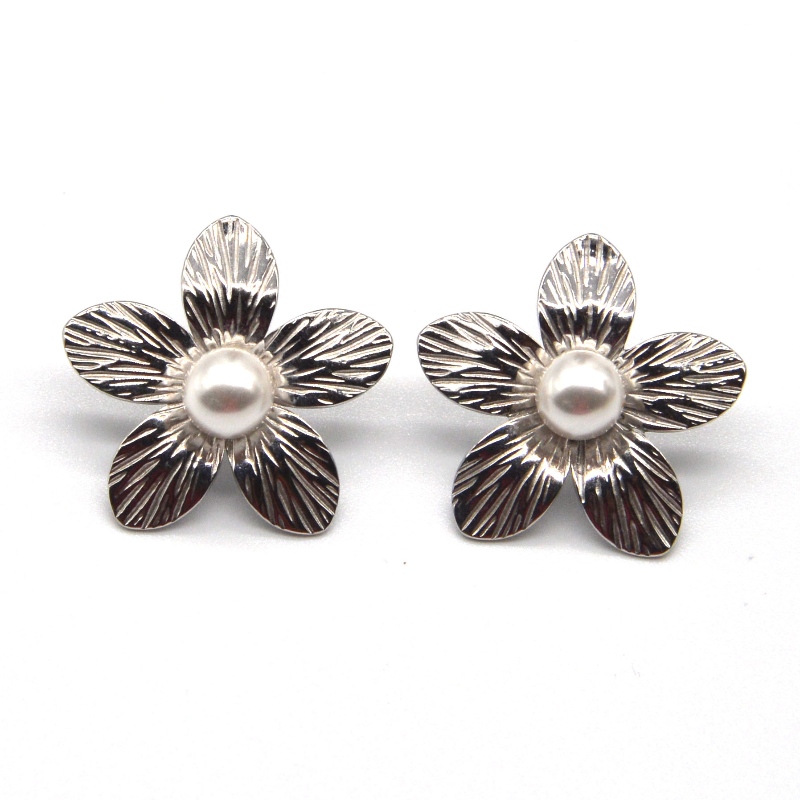 Dames bruiloft parel oorbellen vrouwen bloem roestvrij stalen oorbellen beste geschenken China Ruifanbao sieraden fabriek