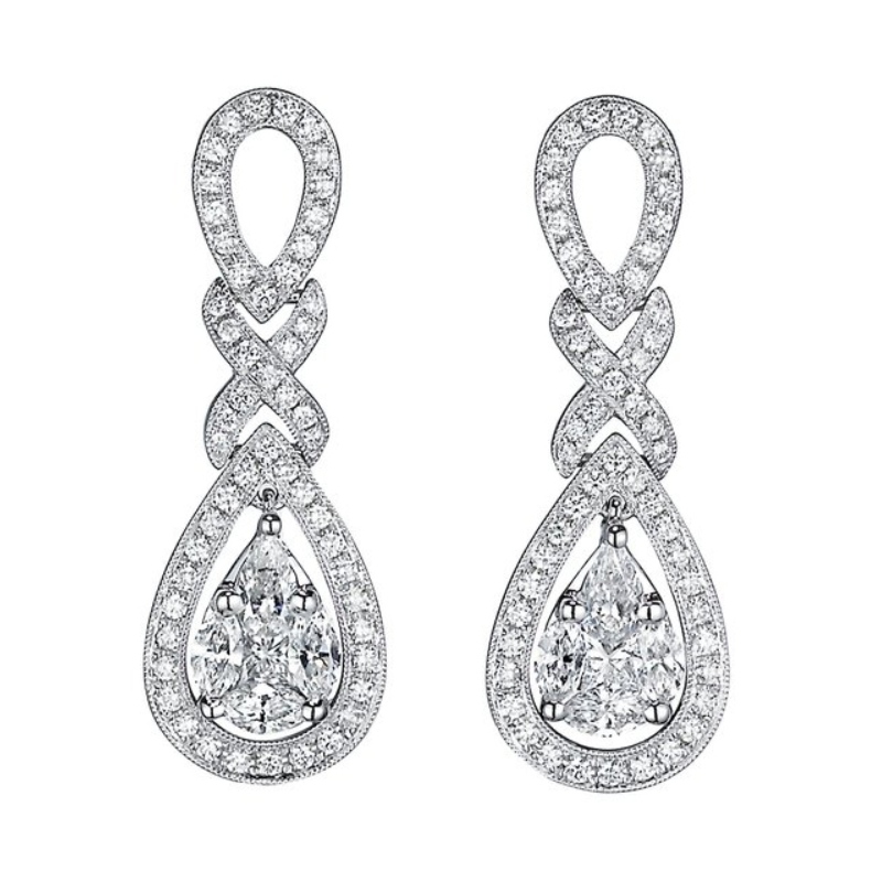 Womens kristallen sieraden-925 sterling zilveren druppelvormige kristallen bruids hanger oorbellen geschikt voor bruiloft bruiden, bruidsmeisjes, verjaardag mode-sieraden, China Ruifanbao sieraden verwerkingsfabriek