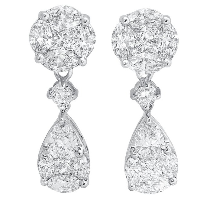 925 Sterling Zilver Volledige Zirconia Teardrop Bruid Dangle Oorbellen China Ruifanbao Sieraden Fabriek