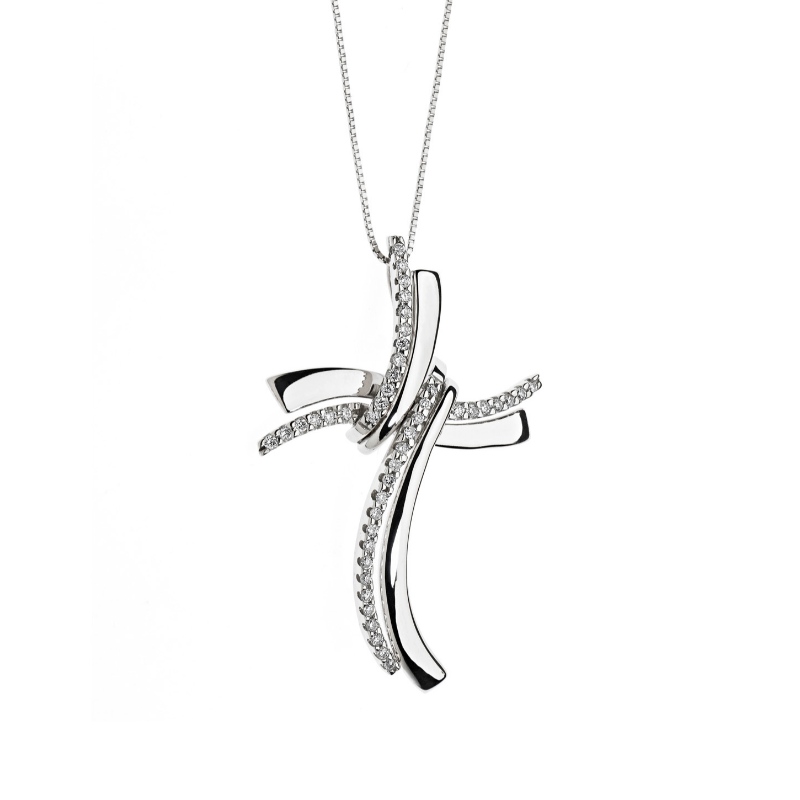 Womens Simple Cross Type Winding Sticky Stone 925 zilveren ketting China Ruifanbao Jewelry Factory