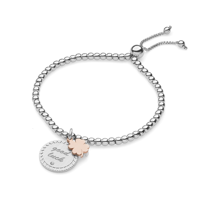Dames Europese en Amerikaanse stijl schattige eenvoudige klavertje vier roestvrij staal beweegbare gesp armband China Ruifanbao Jewelry Factory