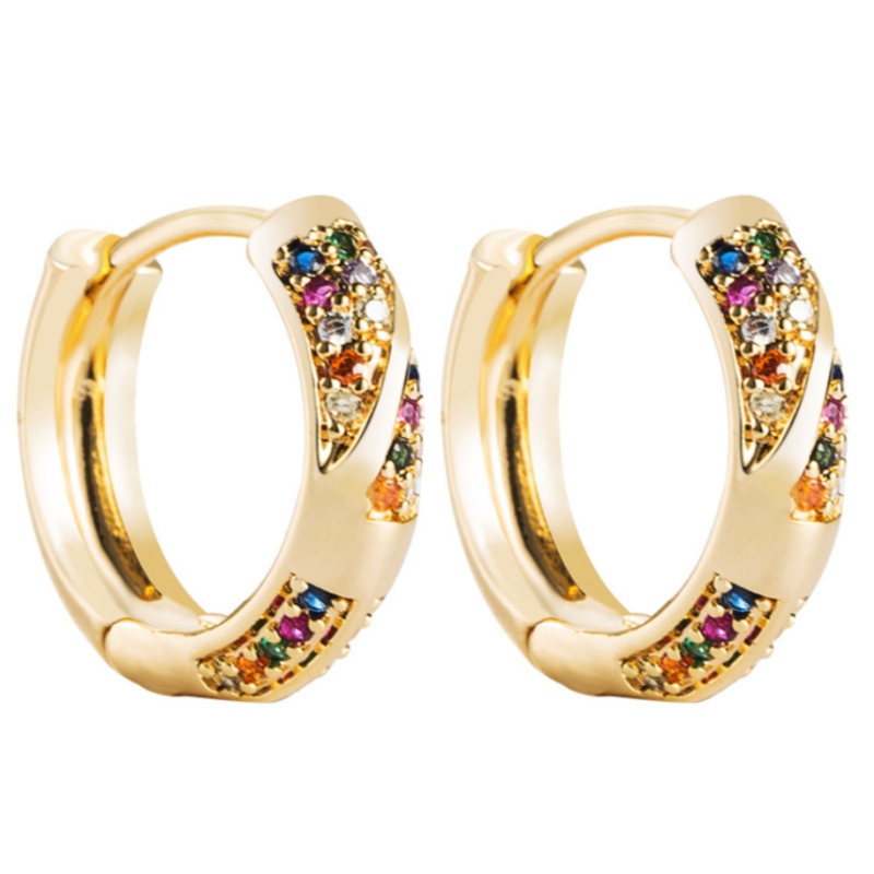 ins Europese en Amerikaanse etnische stijl oorbellen creatieve geometrische holle oorbellen vrouwelijke koper plated real goud micro-ingelegd zirkoon oorbellen